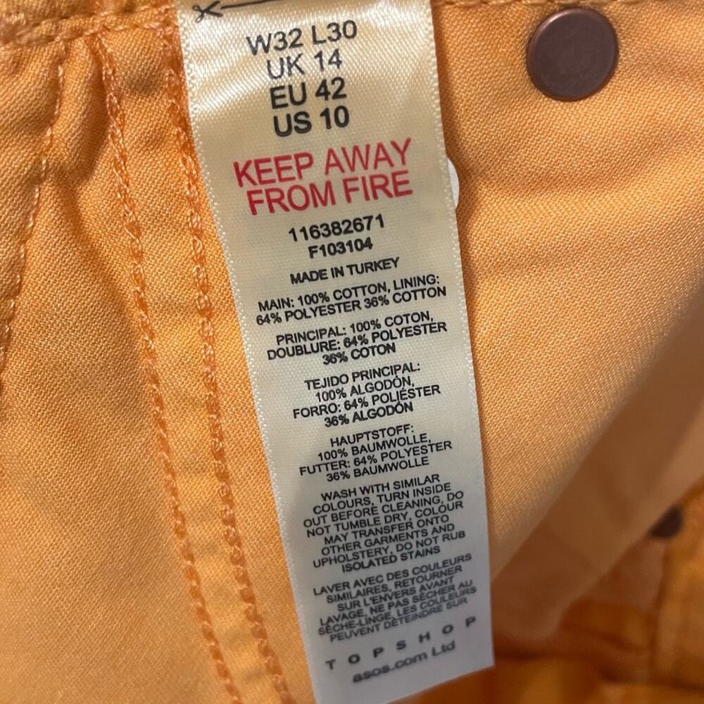 Topshop High Waist Dad Jeans Orange Women’s Sz 10 - Picture 7 of 7